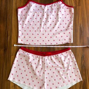 Cherry Lingerie Pajama Set, Women’s Size Large, Tank Top And Short Set Valentine